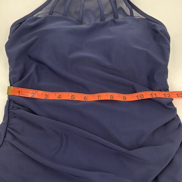 Cupshe Womens Navy Blue One Piece Swimsuit Mesh Details Size Medium - Picture 14 of 16